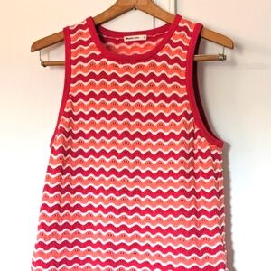 Women's Red and White Sleeveless Top